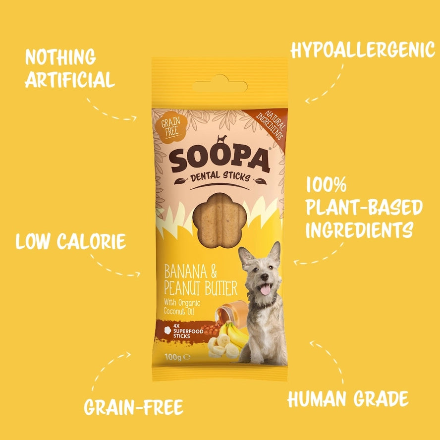 Soopa Dental stick Banan och Jordnötssmör