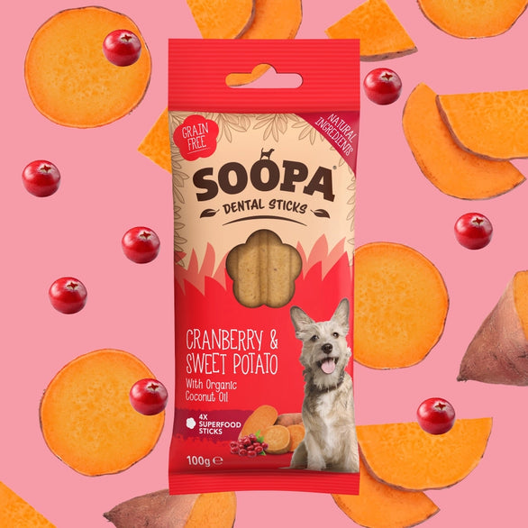 Soopa Dental Stick Tranbär och Sötpotatis